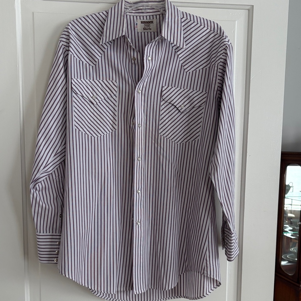 Vintage Ruddock Men's Striped Button-Up Shirt‎ xxl